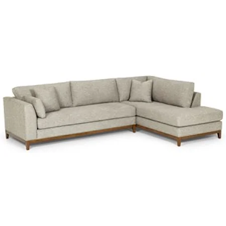 Contemporary 2-Piece Sectional w/ Chaise and Exposed Wood Rail